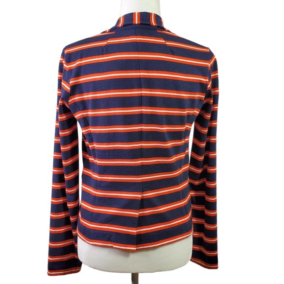SOLD ~ J Crew Factory Blazer Women XSmall Navy Orange Striped Collar Pockets XS - Picture 3 of 11